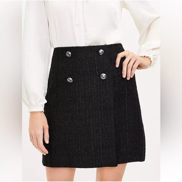 NWT Loft Womens Career Trendy Sailor‎ Nautical Tweed Wrap Mini Skirt Size 2 Tall - Picture 1 of 8